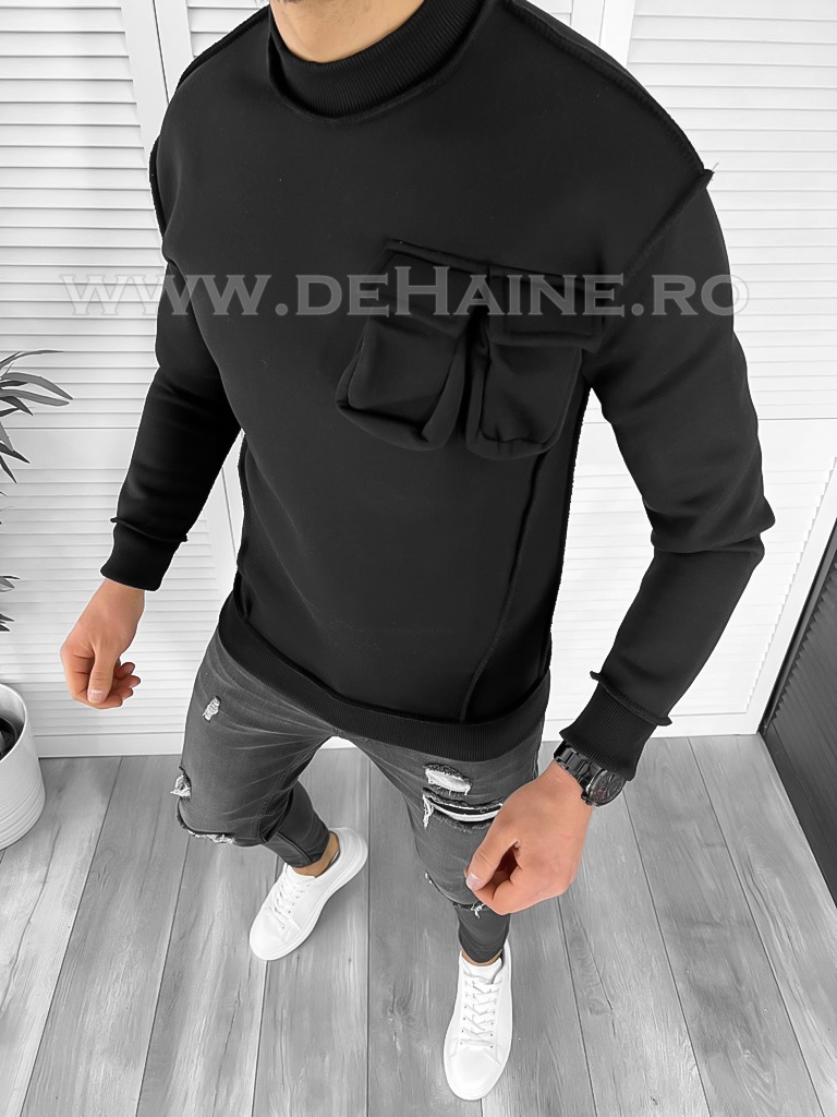 Hanorac Barbati Slim Fit Negru Stil Modern