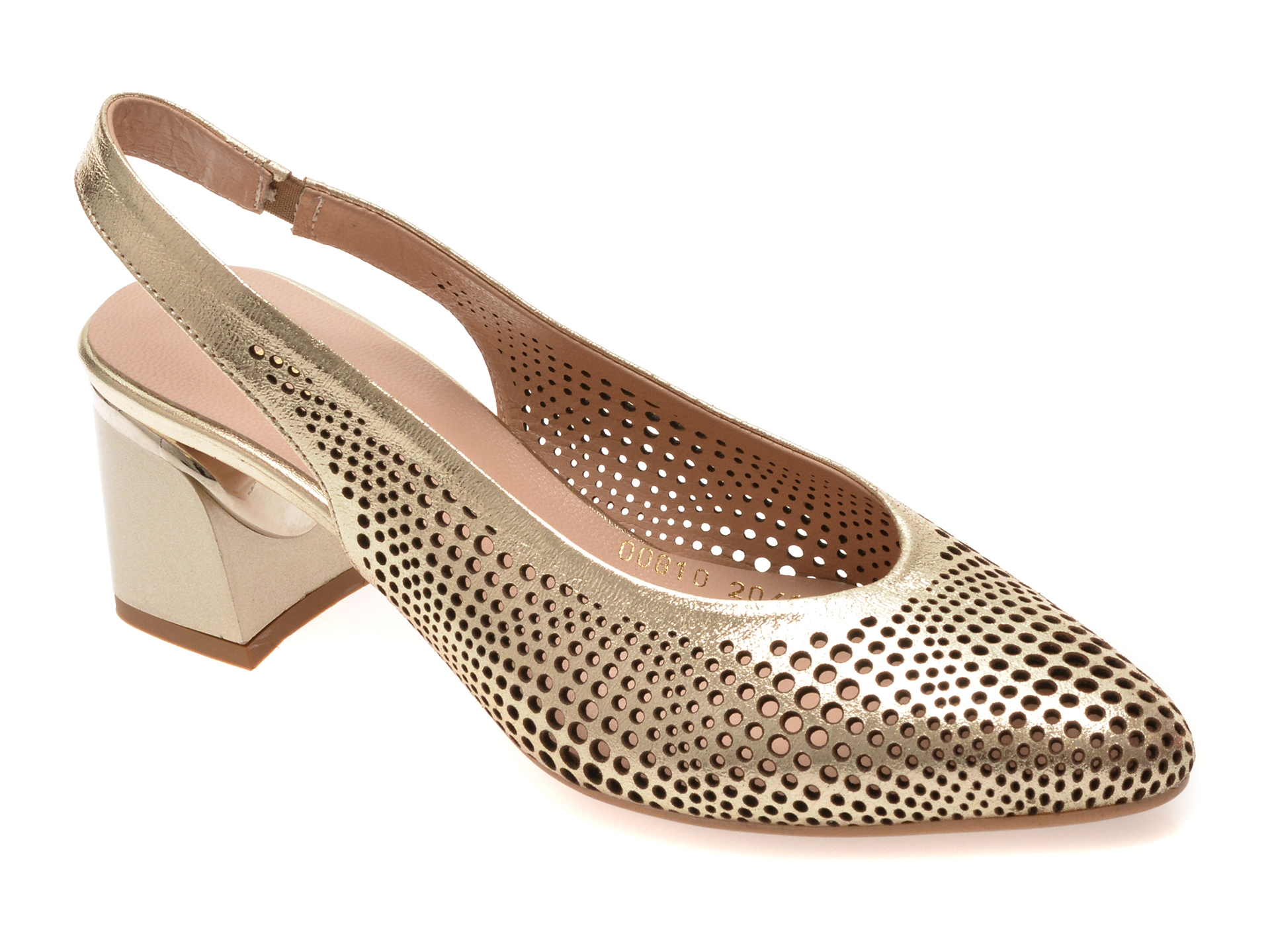 Pantofi Eleganți IMAGE Auri din Piele Naturală