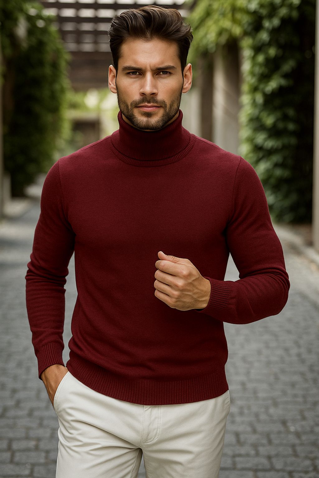 Helanca Barbati Slim Fit Grena | Eleganta Casual - imagine 1
