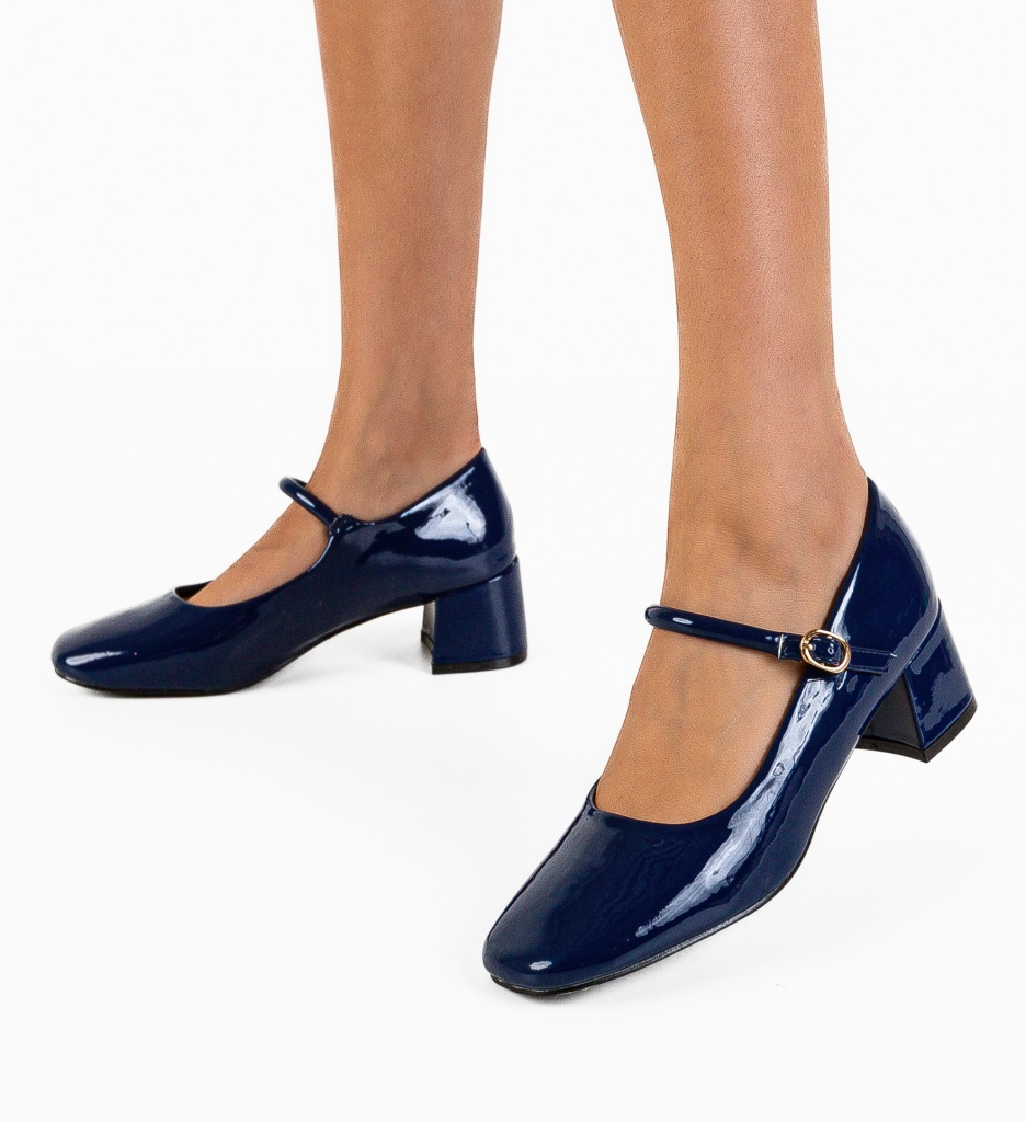 Pantofi Bebewa Albastri Eleganți cu Toc - imagine 4