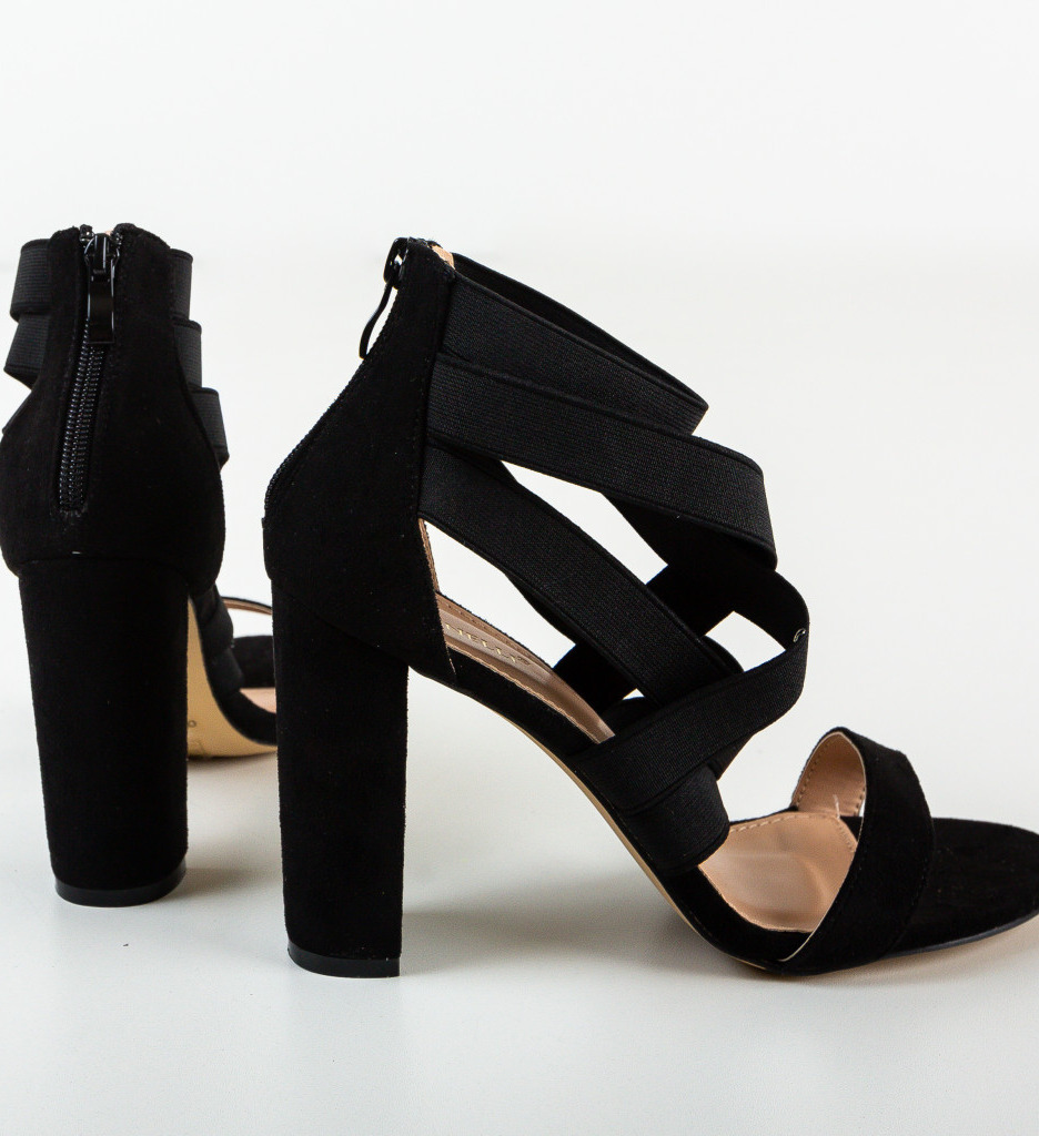 Sandale Iaroll Negre Elegante cu Toc - imagine 6