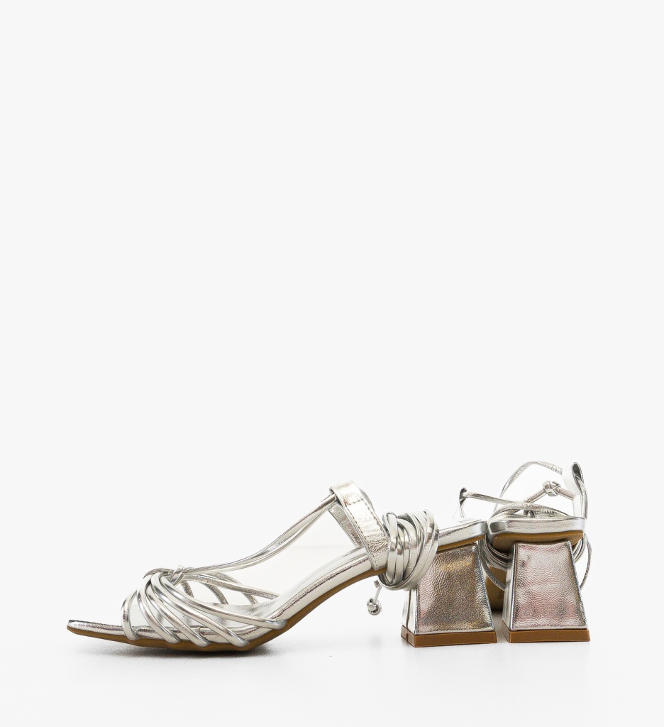 Sandale cu Toc Keanu Argintii | Elegante - imagine 6