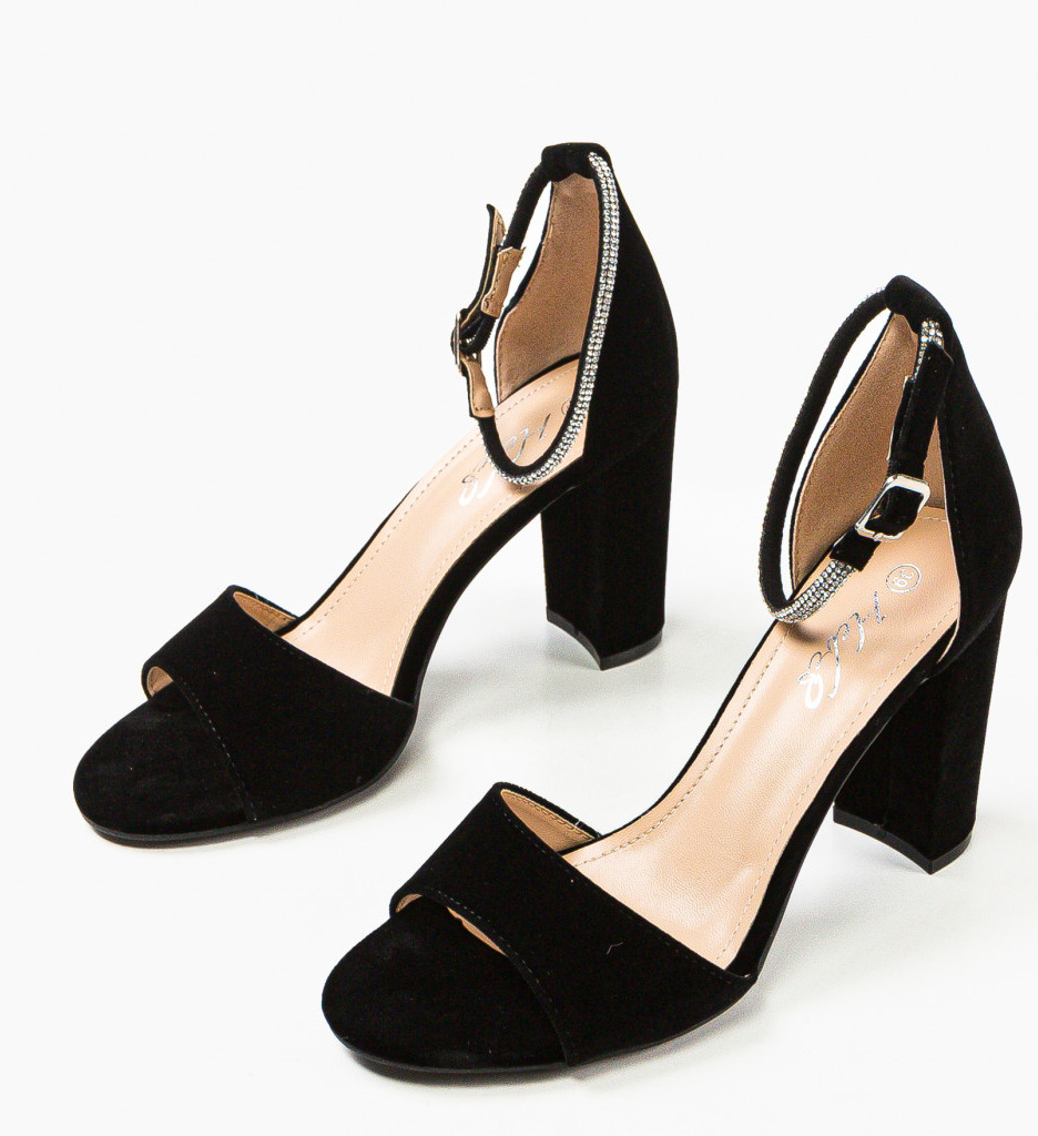 Sandale Dama Kinu Negre Elegante cu Toc - imagine 7