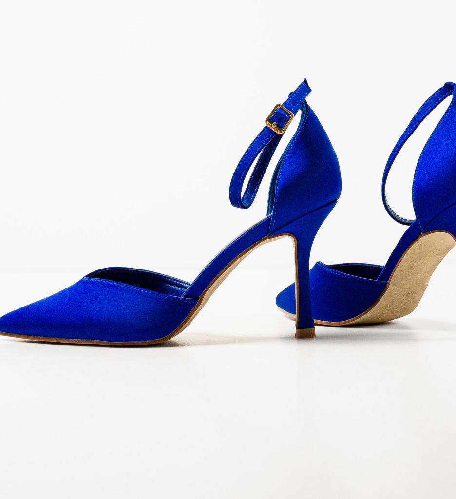 Pantofi cu Toc Albastri Eleganți Cafelini - imagine 8