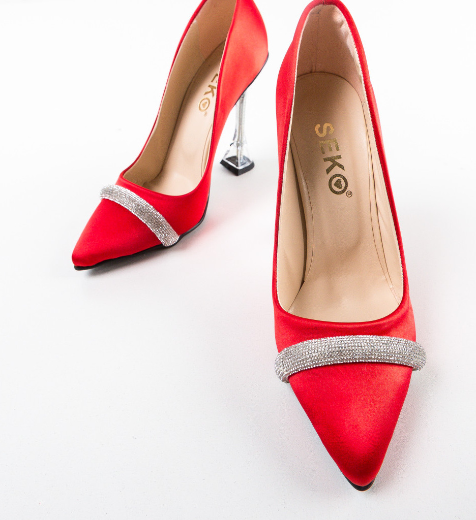 Pantofi Rosii cu Toc Eleganți Skyan - imagine 6
