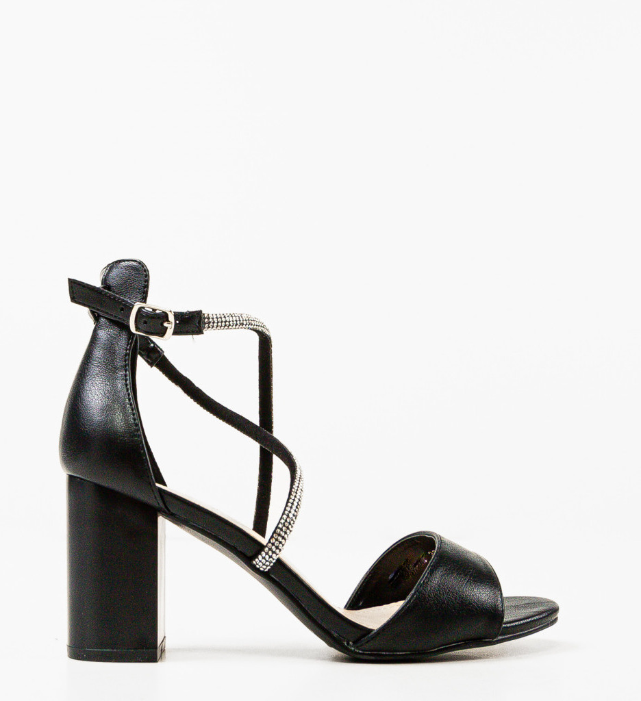 Sandale Dama Chinese Negre cu Toc Elegante - imagine 5