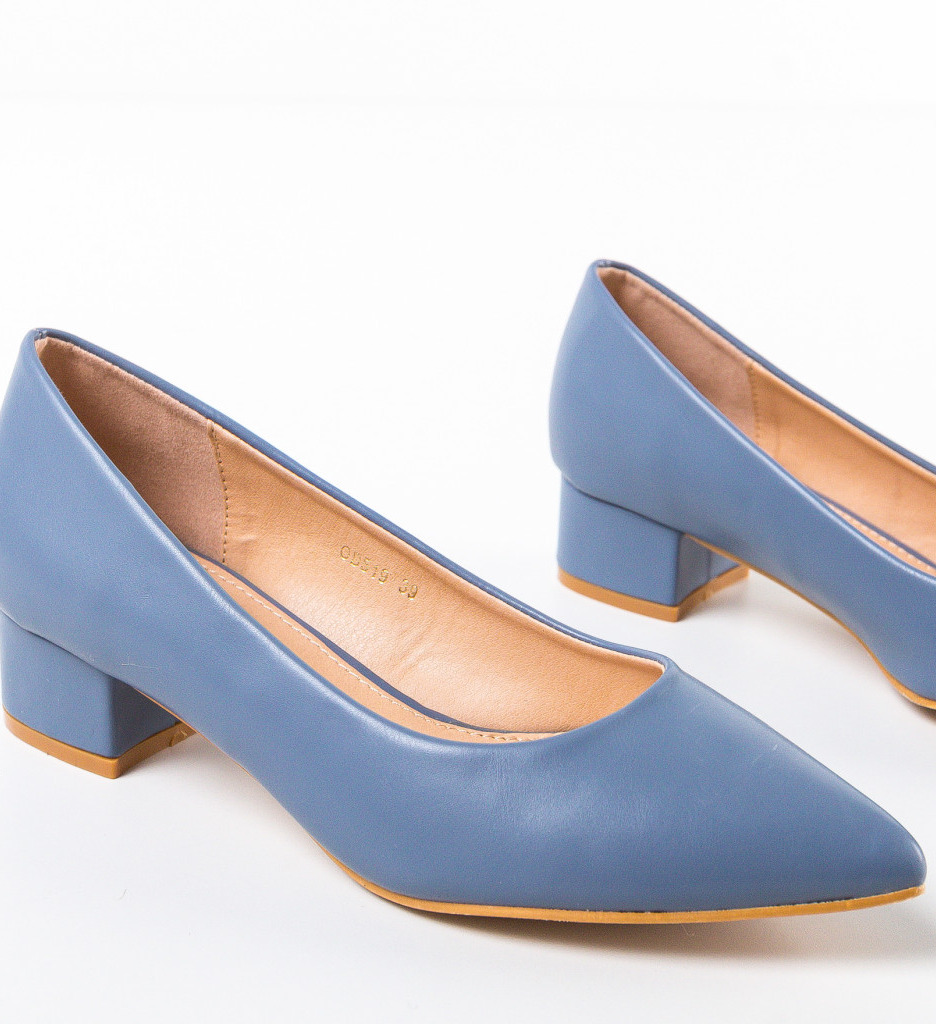 Pantofi Dama Rudd Albastri cu Toc Elegant - imagine 8