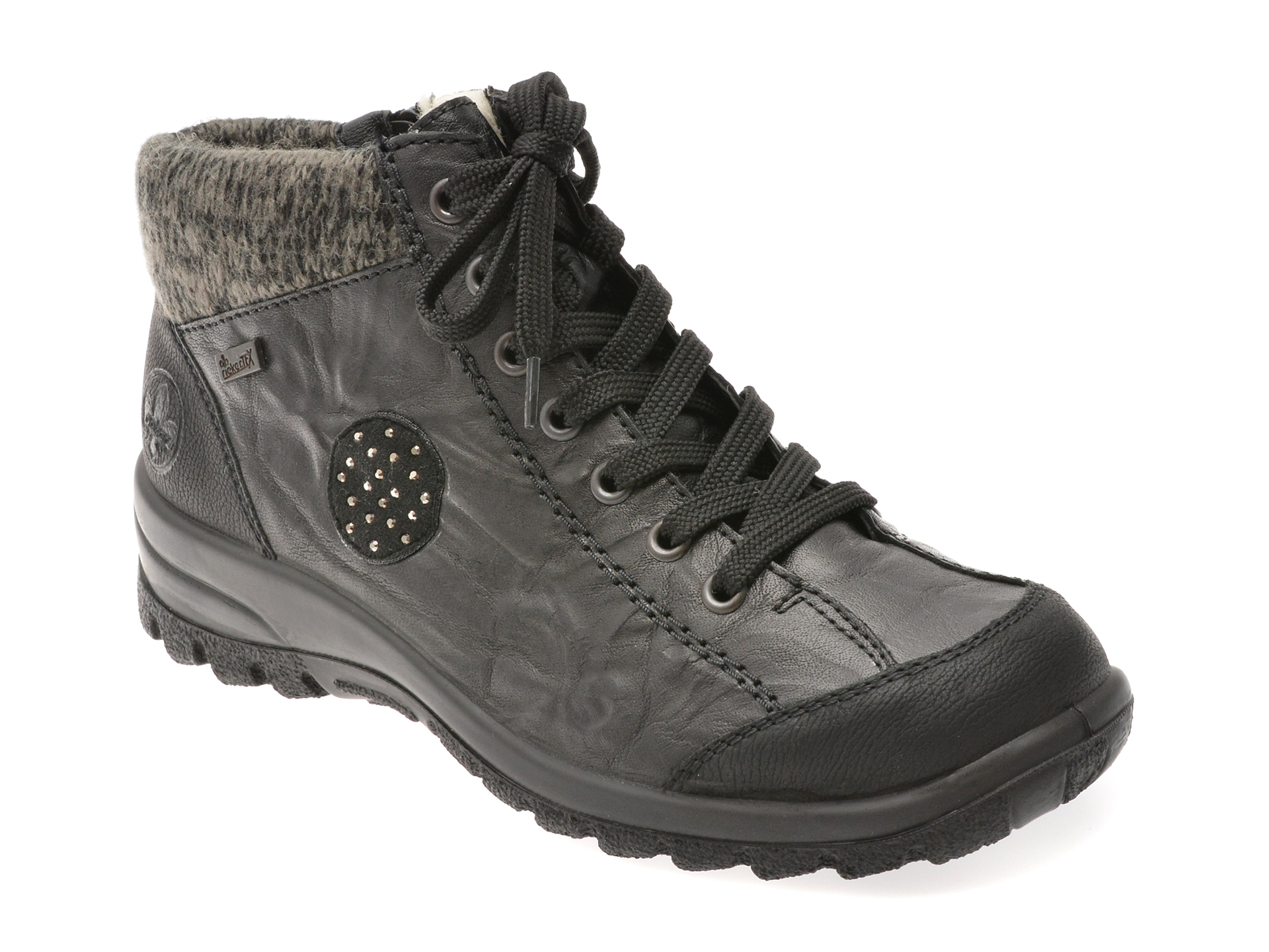 Ghete Rieker Negre Piele | Confort Antistress