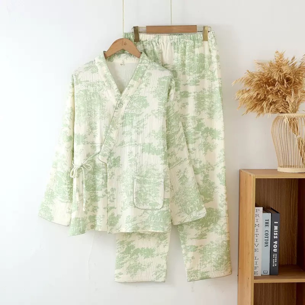 Pijama Dama Velvet Calm Verde, Delis, Bumbac 100% - imagine 2