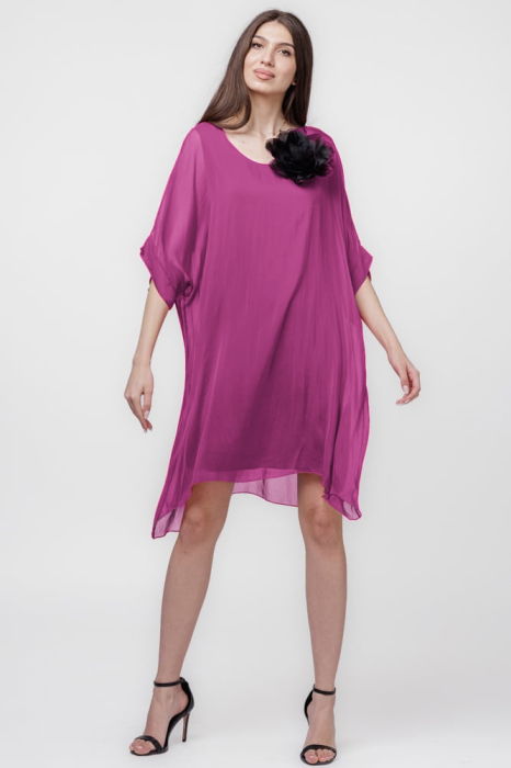 Rochie Eleganta Matase Shopika cu Funda Spate