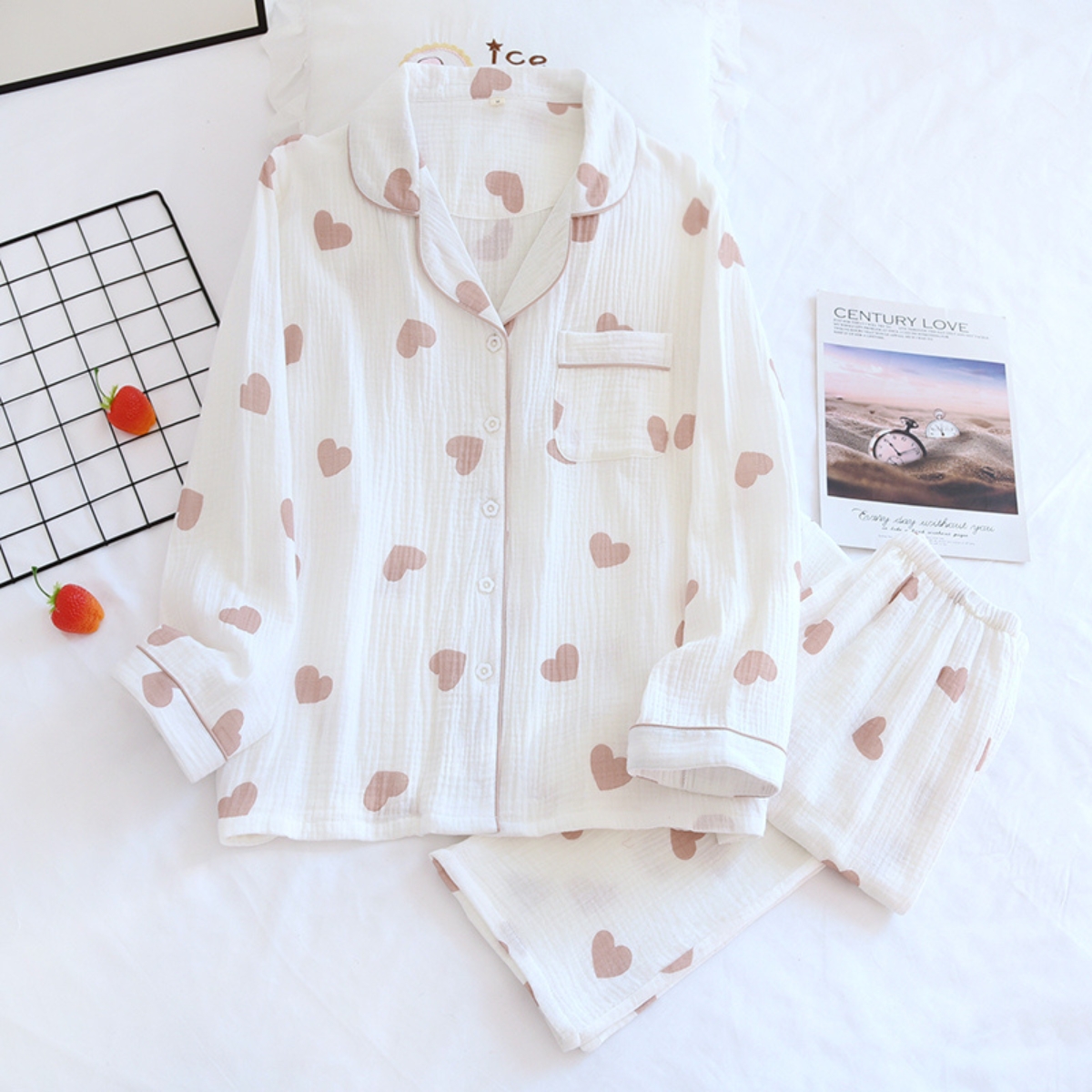 Pijama Dama Delis Sweet Night Bumbac 100% Alb - imagine 3