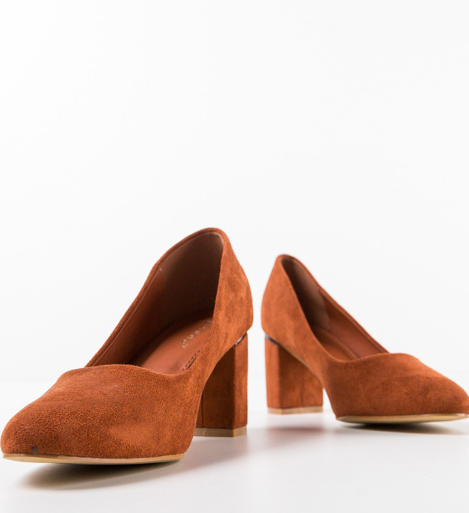 Pantofi dama Kyla Camel cu toc elegant - imagine 7
