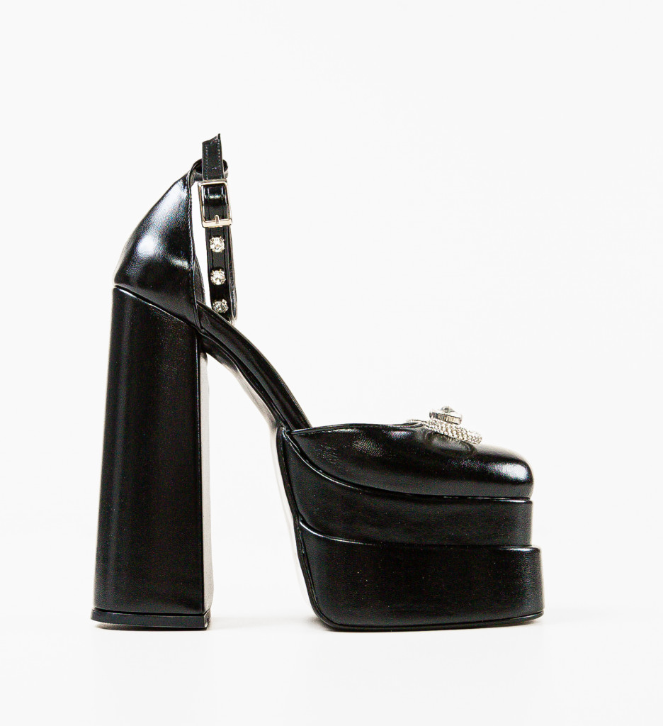 Pantofi Eleganți cu Toc Versoka Negri - imagine 4