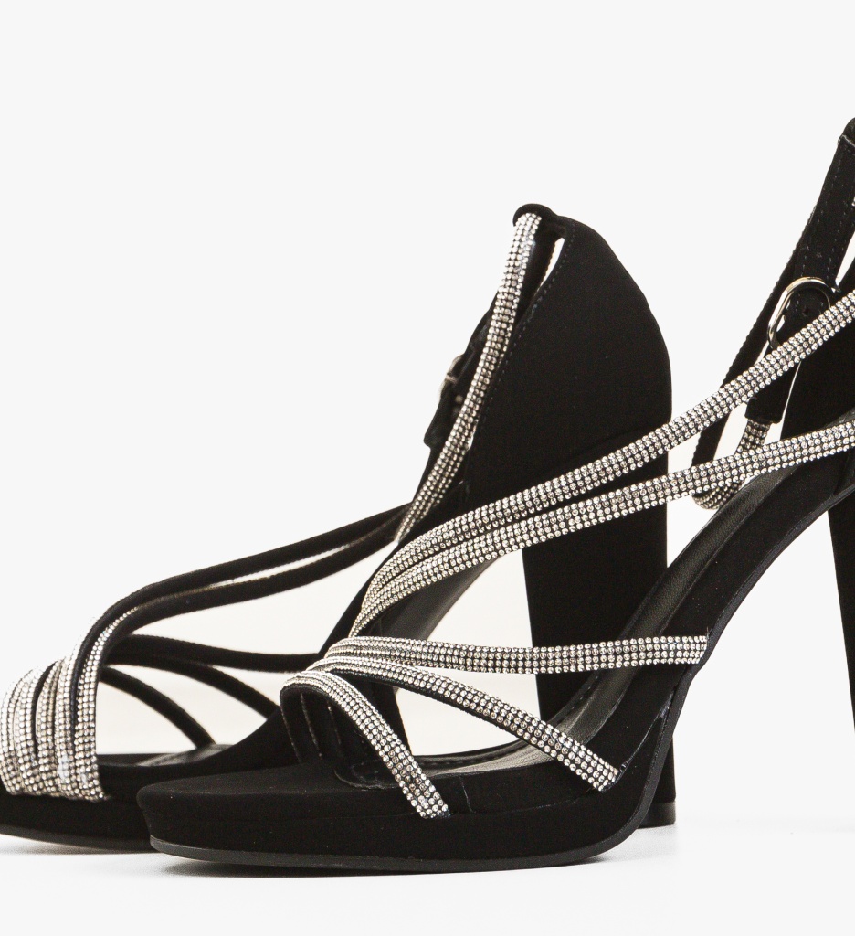 Sandale Saforia Negre Elegante cu Toc - imagine 6