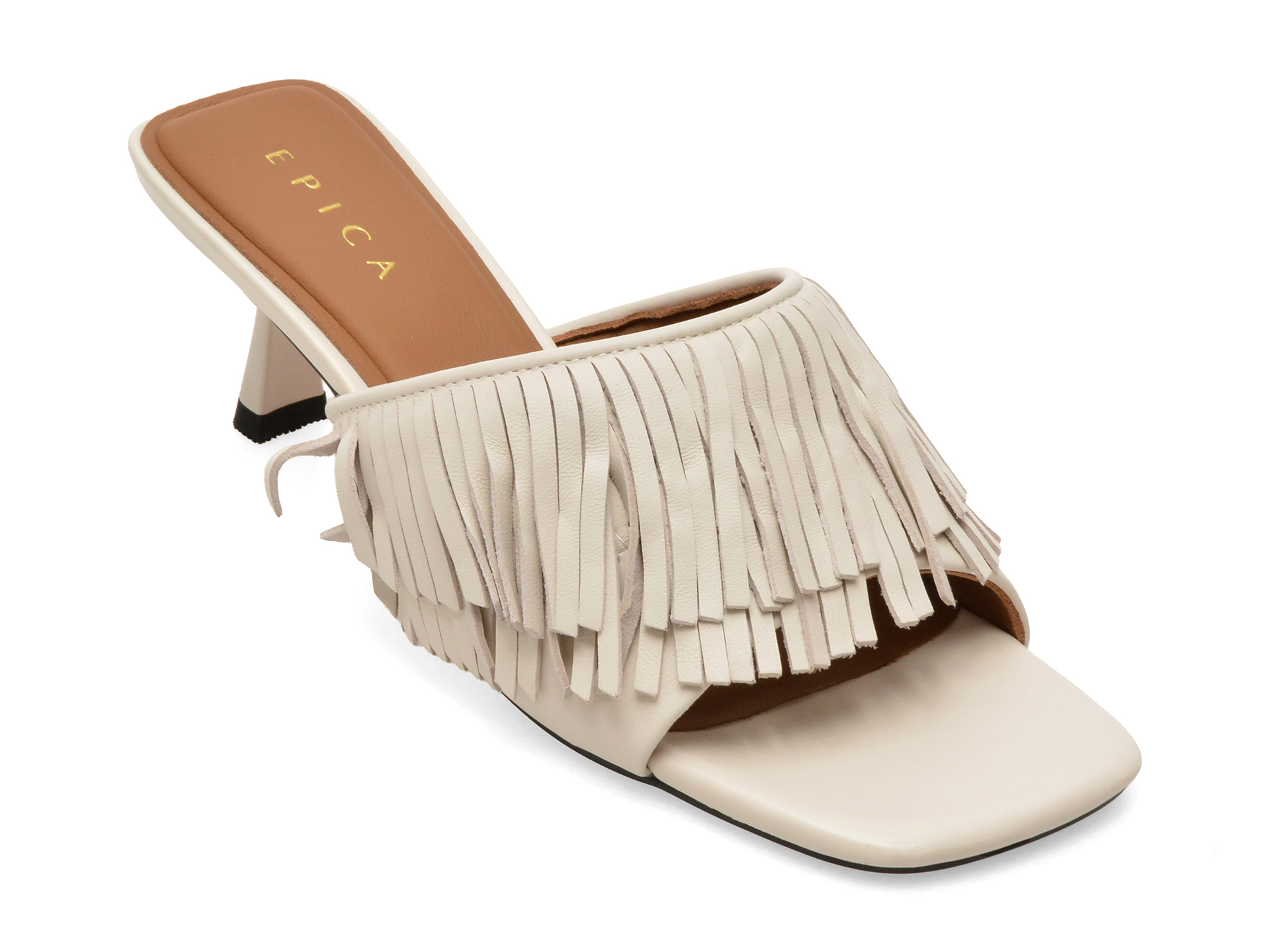 Papuci Epica H5059 Albi din Piele Naturală