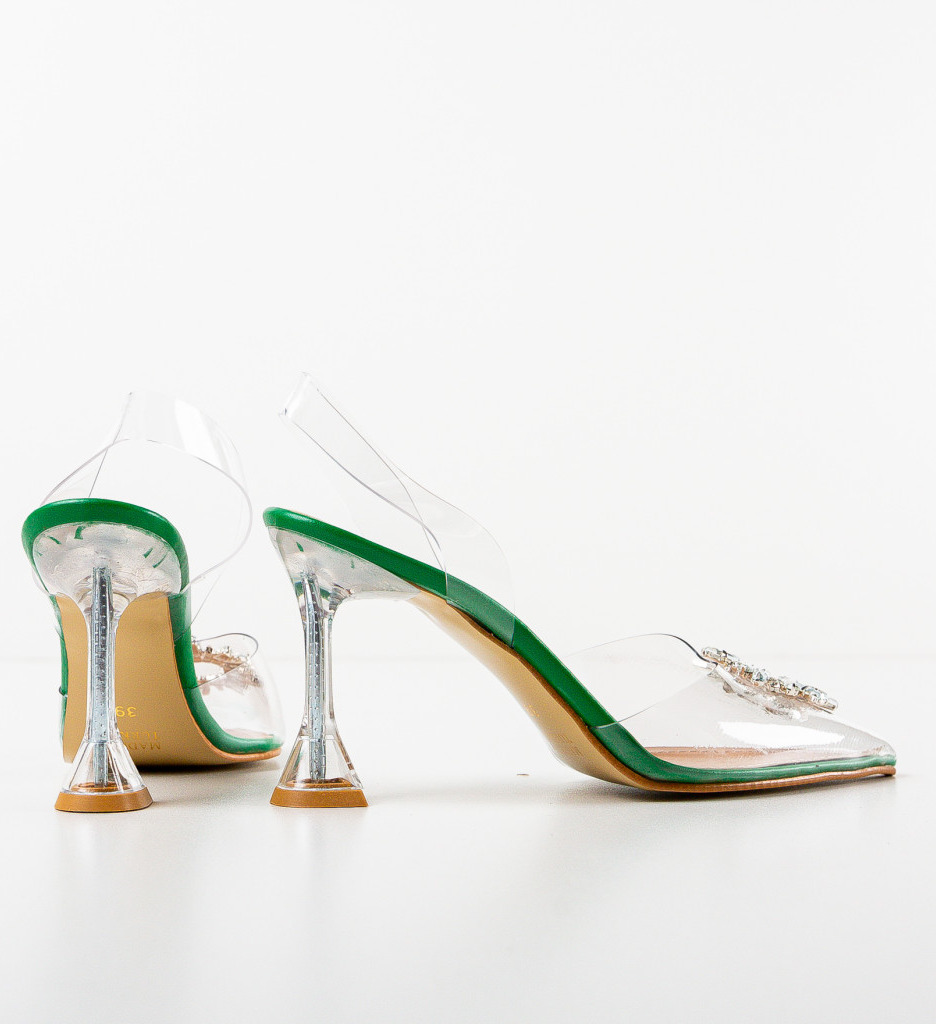 Pantofi Dama Verzi Eleganți cu Toc - imagine 8