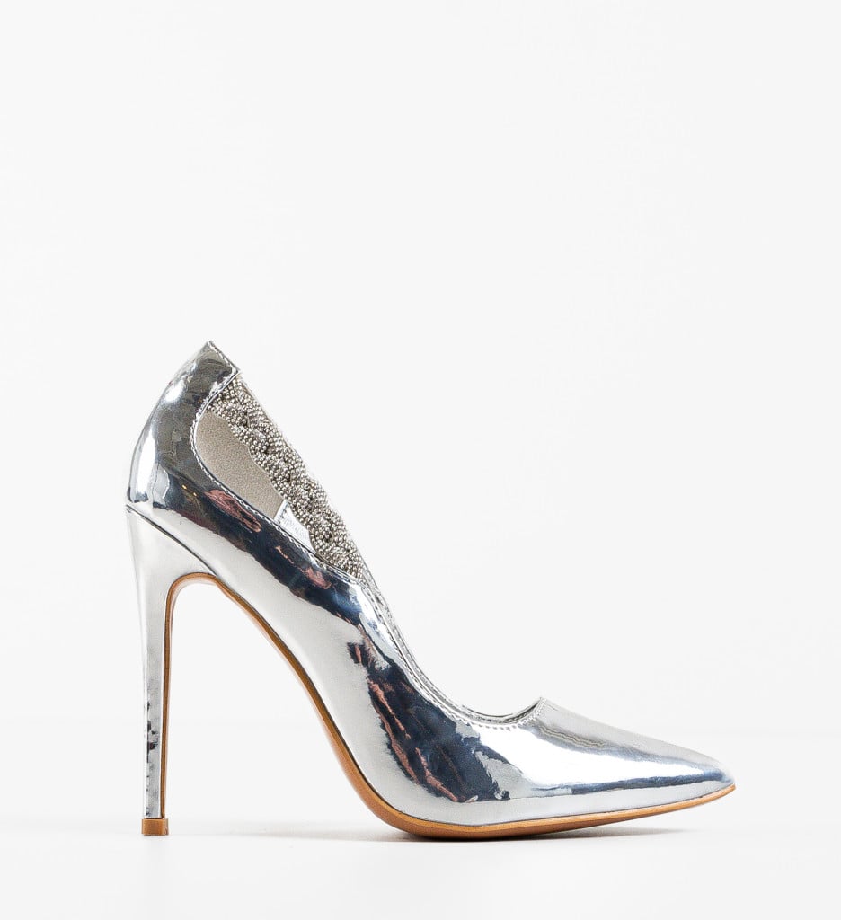 Pantofi dama Peeta Argintii eleganți - imagine 6