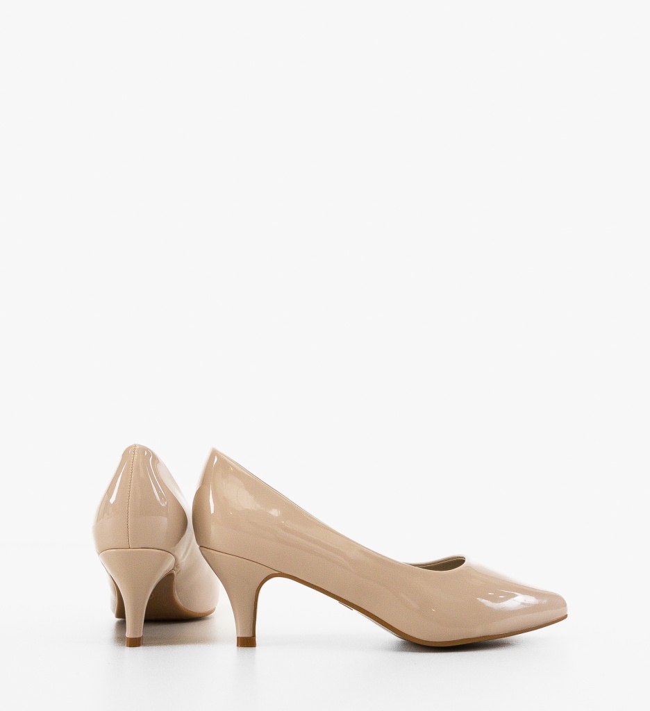 Pantofi Jennife Bej eleganți cu toc confortabil - imagine 3
