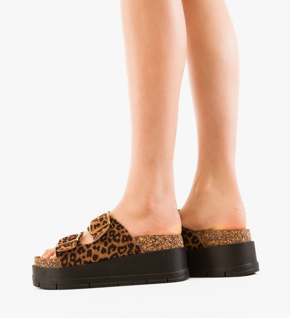 Papuci Dama Olive Animal Print - Eleganță și Stil - imagine 3