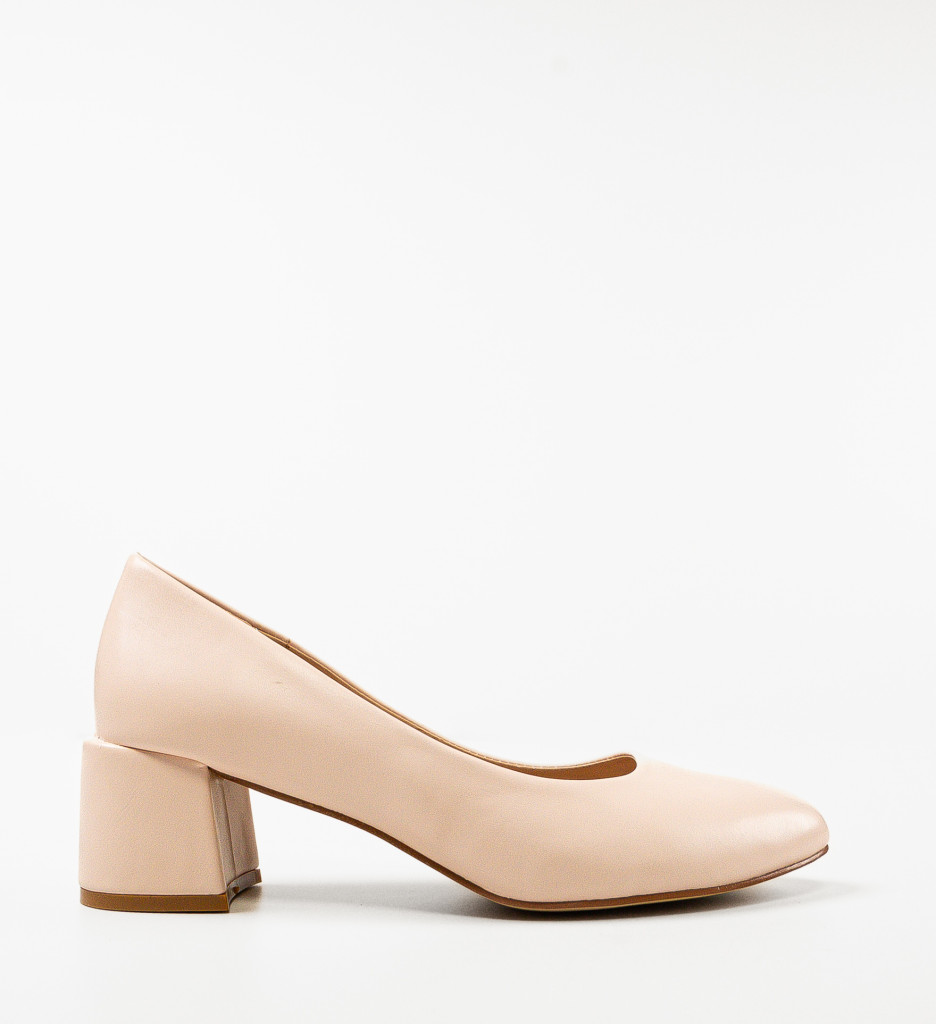 Pantofi Bubay Bej Eleganți cu Toc - imagine 4