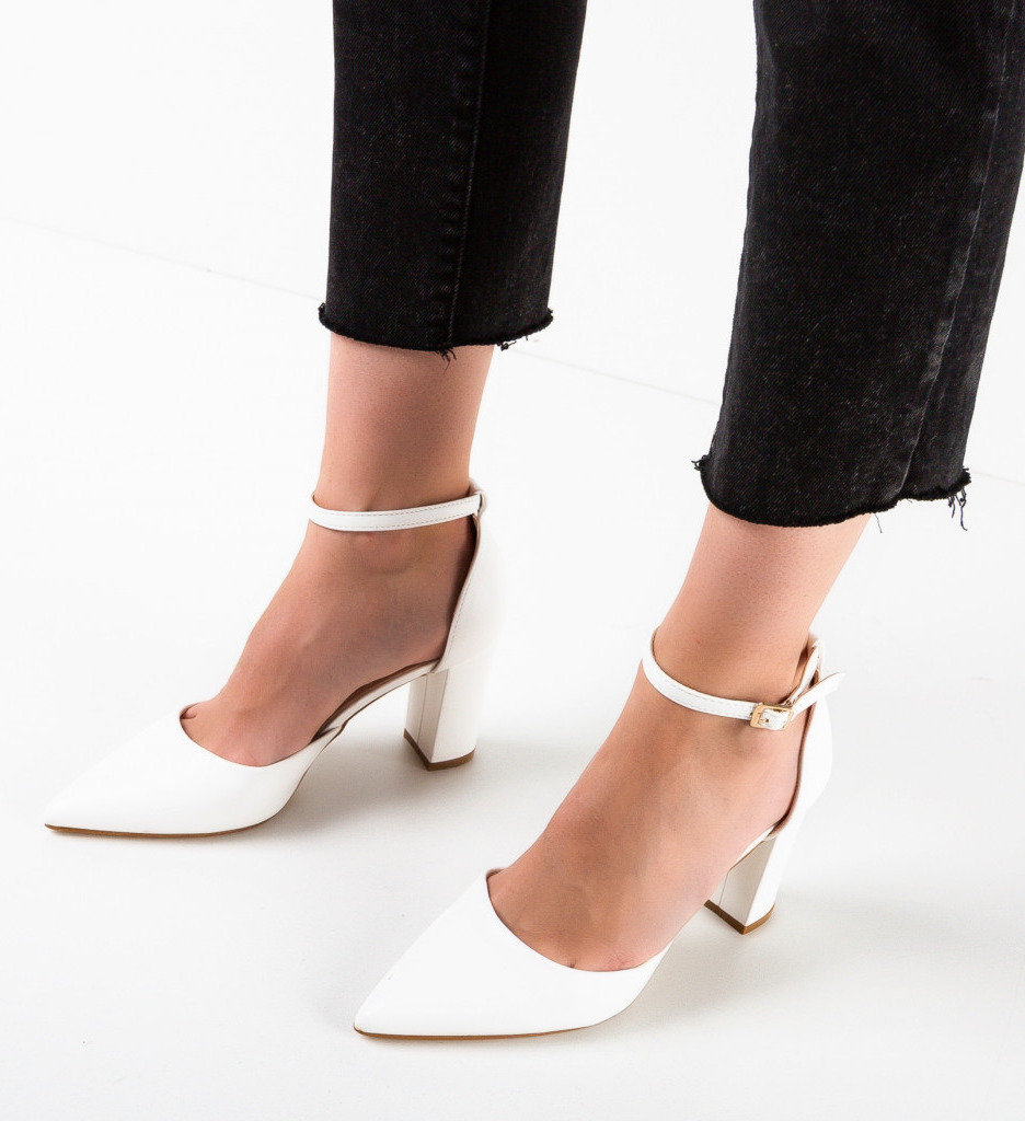 Pantofi cu Toc Swarte Albi - Eleganță Pură - imagine 3