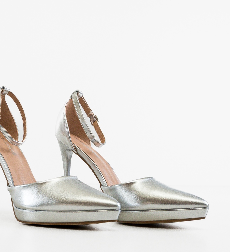 Pantofi dama Kamine Argintii Eleganti - imagine 10