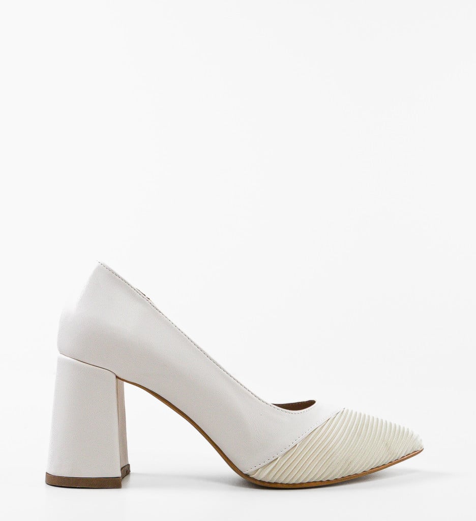 Pantofi Damande Albi cu Toc | Eleganță Asigurată - imagine 5