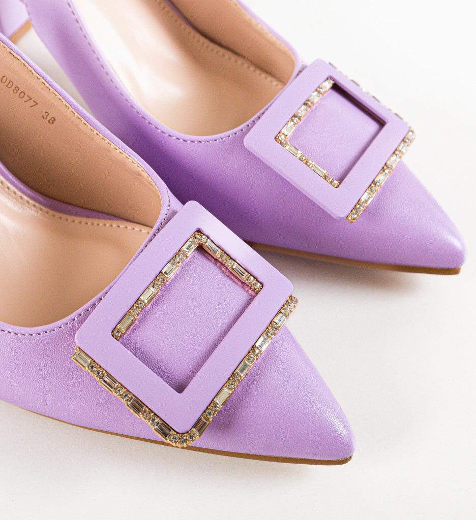 Pantofi Gentalya Mov cu Toc Eleganți - imagine 11