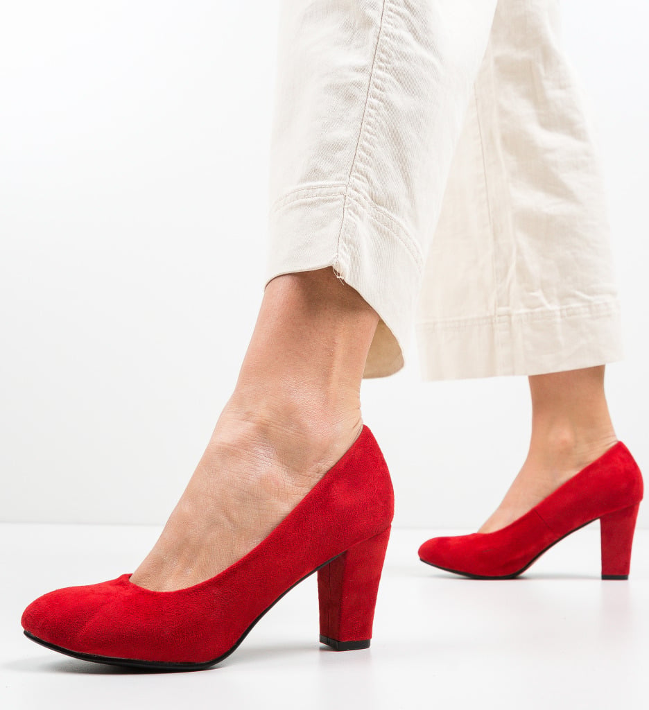 Pantofi Esoum Rosii cu Toc Eleganți