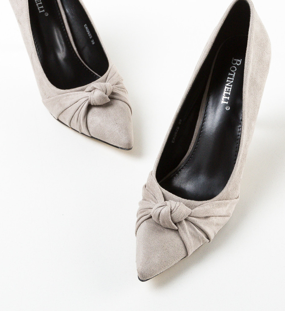 Pantofi Hartley Gri eleganți cu toc confortabil