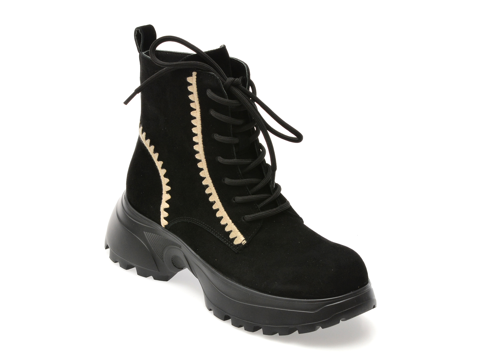 Ghete EPICA Negre Piele Intoarsa | Stil Urban