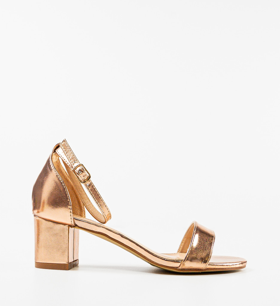 Sandale Opazy Aurii cu Toc Elegant - imagine 2