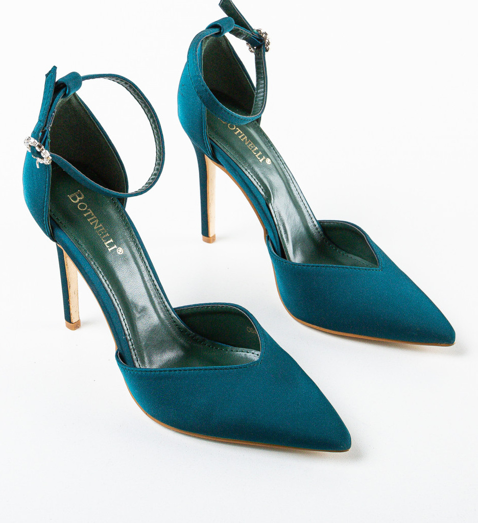 Pantofi dama toc verde eleganți - imagine 6