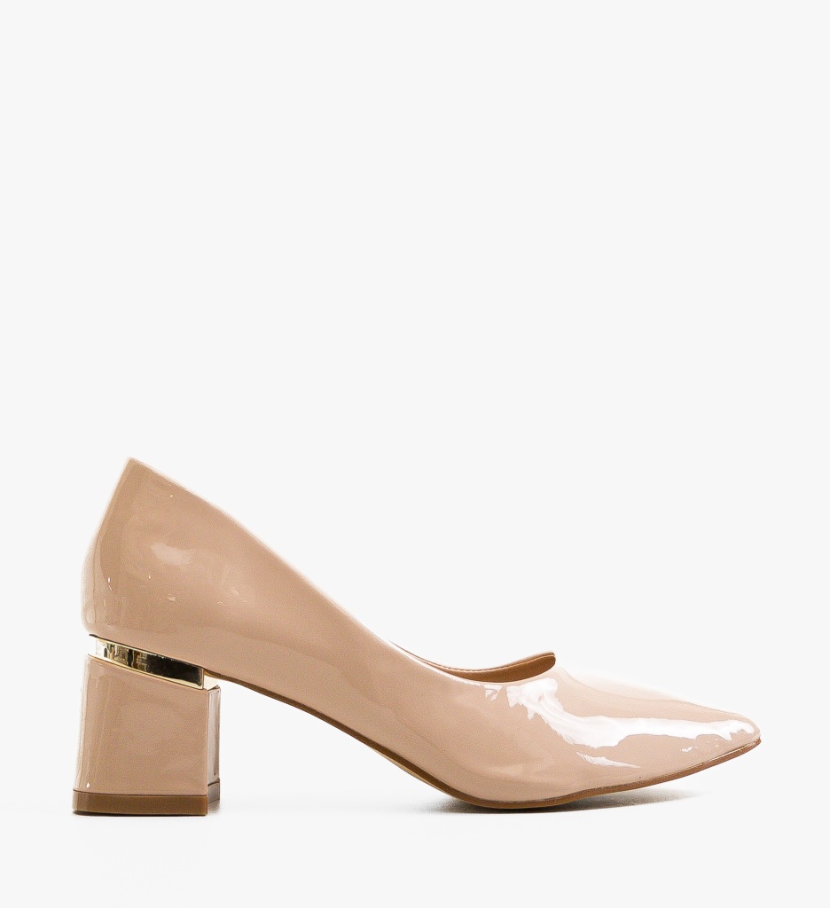 Pantofi Dama Tyrkas Bej cu Toc Eleganți - imagine 2