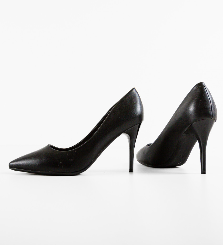 Danube Pantofi Toc Eleganți Negri - imagine 10