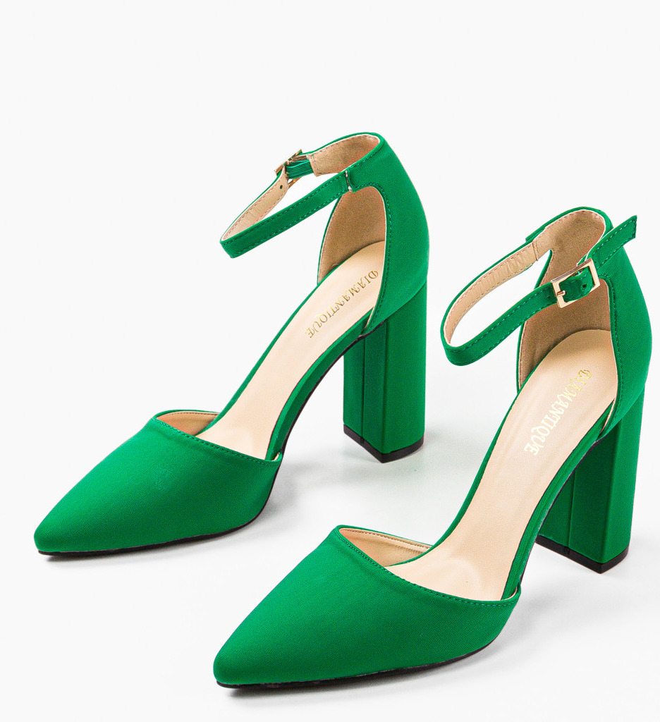 Pantofi Johnath Verzi Eleganți cu Toc - imagine 5