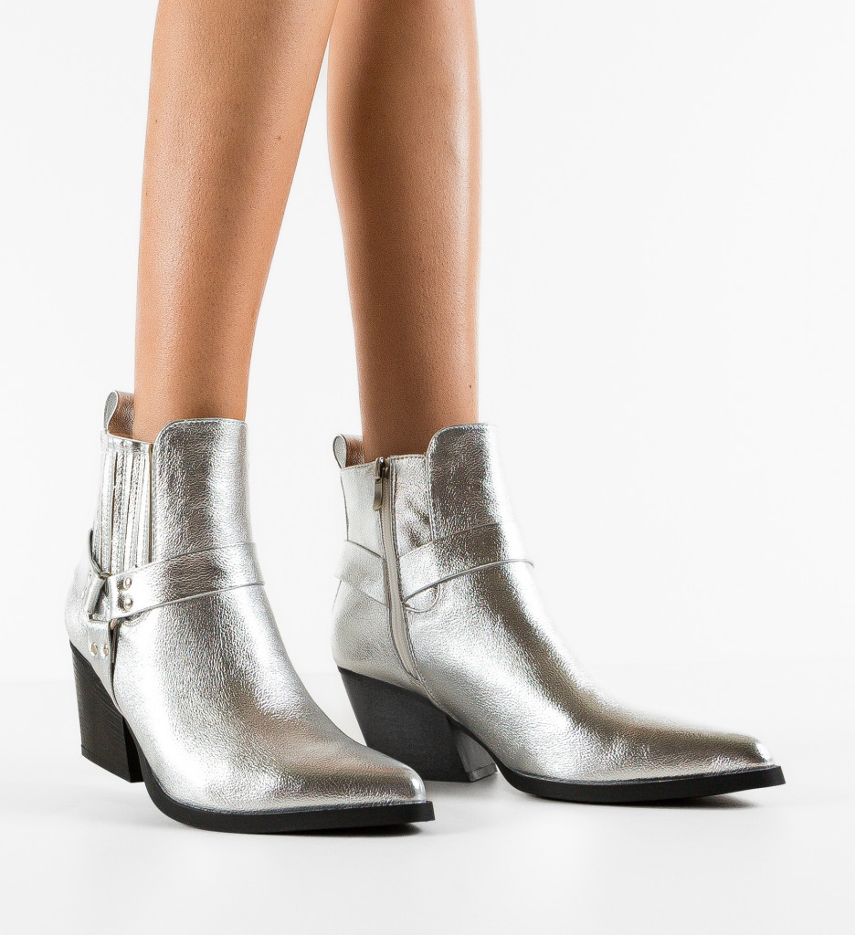 Botine Dama Gvori Argintii - Eleganță Maximă
