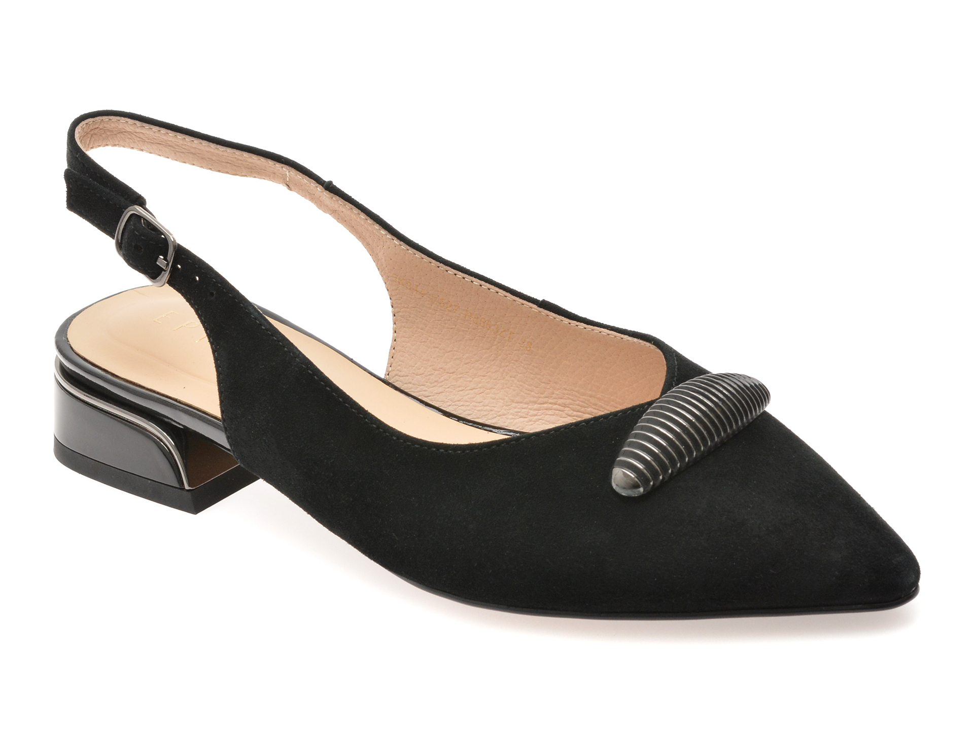 Pantofi EPICA negri din piele intoarsa | Elegant