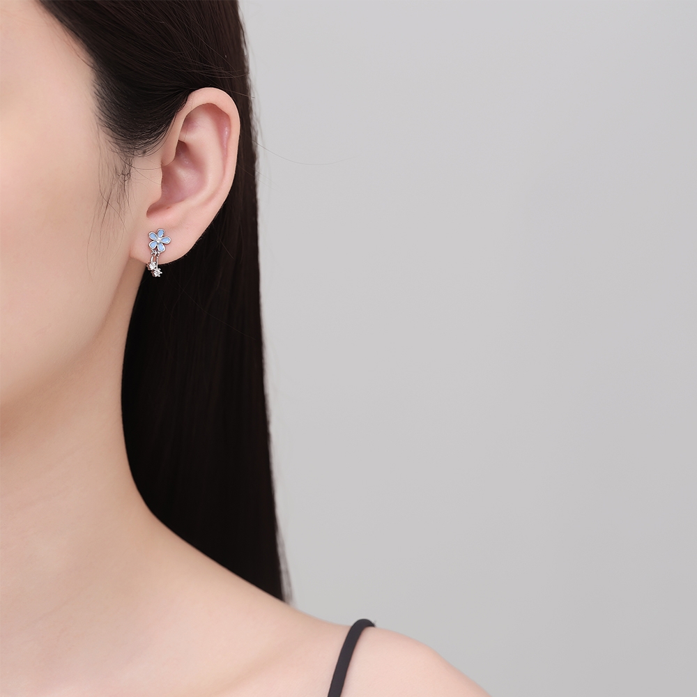 Cercei Argint 925 Haifeng Model Floare cu Rodiu - imagine 2