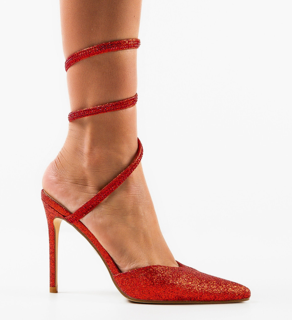 Pantofi Hallie Rosii cu Toc Eleganți - imagine 5