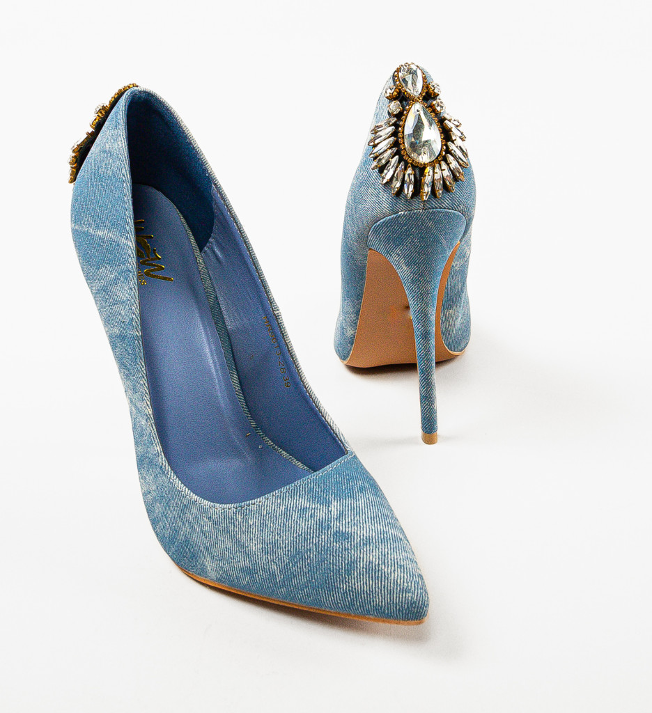 Pantofi Sity Albastri cu Toc Eleganți - imagine 7
