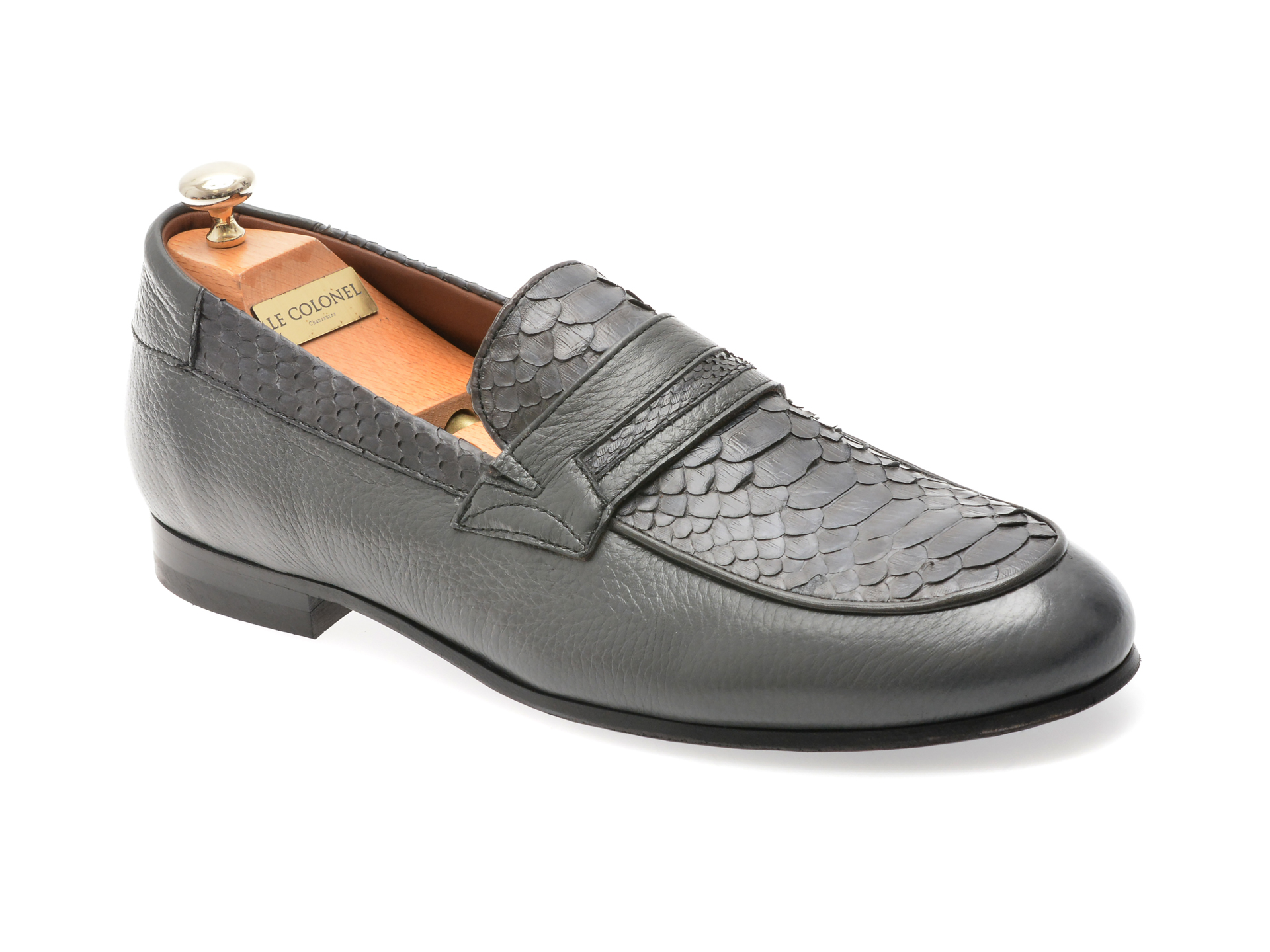 Mocasini Eleganti Le Colonel Gri | Piele Naturală