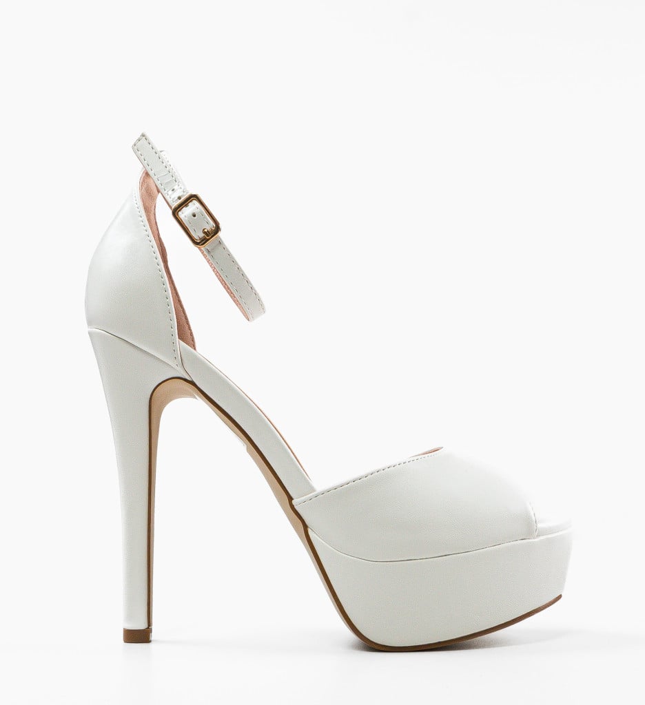 Sandale Remiel Albe cu Toc Elegante - imagine 8