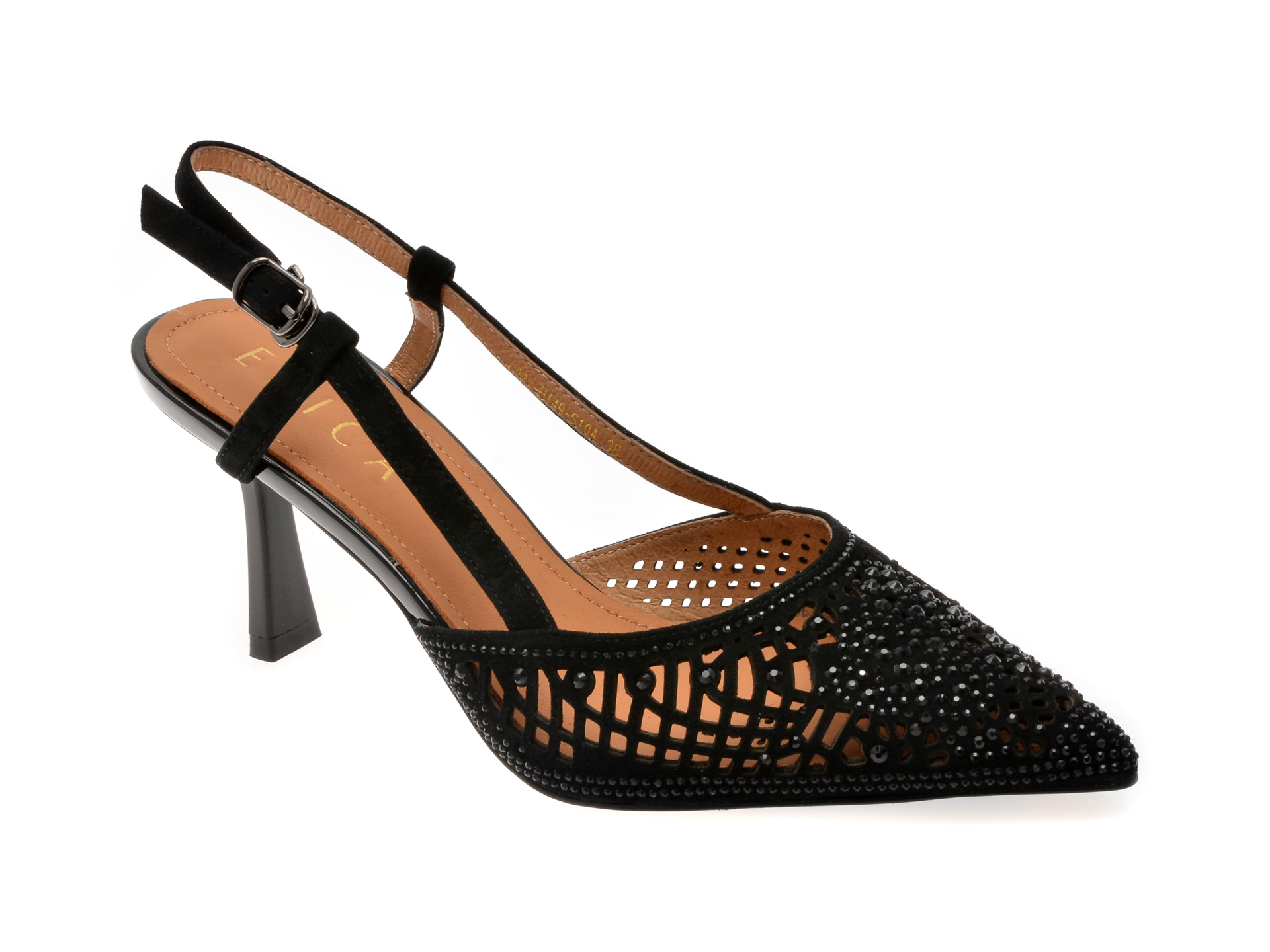 Epica Pantofi Negri Eleganti din Piele Intarsa