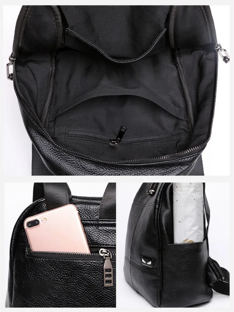 Delis Rucsac Piele Naturală Negru - Elegant și Practic - imagine 3