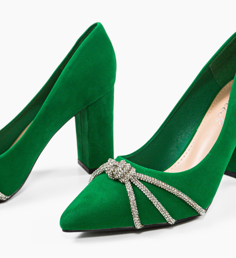 Pantofi dama Baylor Verzi eleganți cu toc - imagine 7
