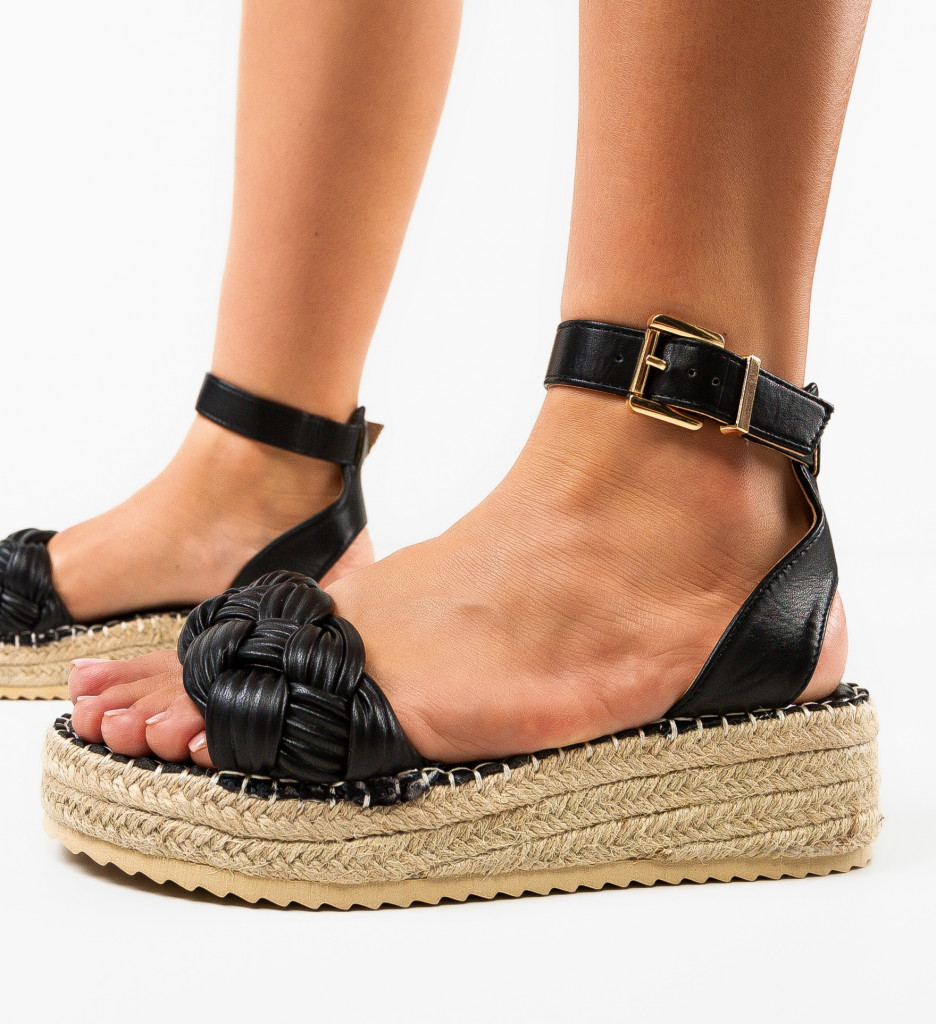 Sandale Dama Anaheim Negre cu Toc Elegant
