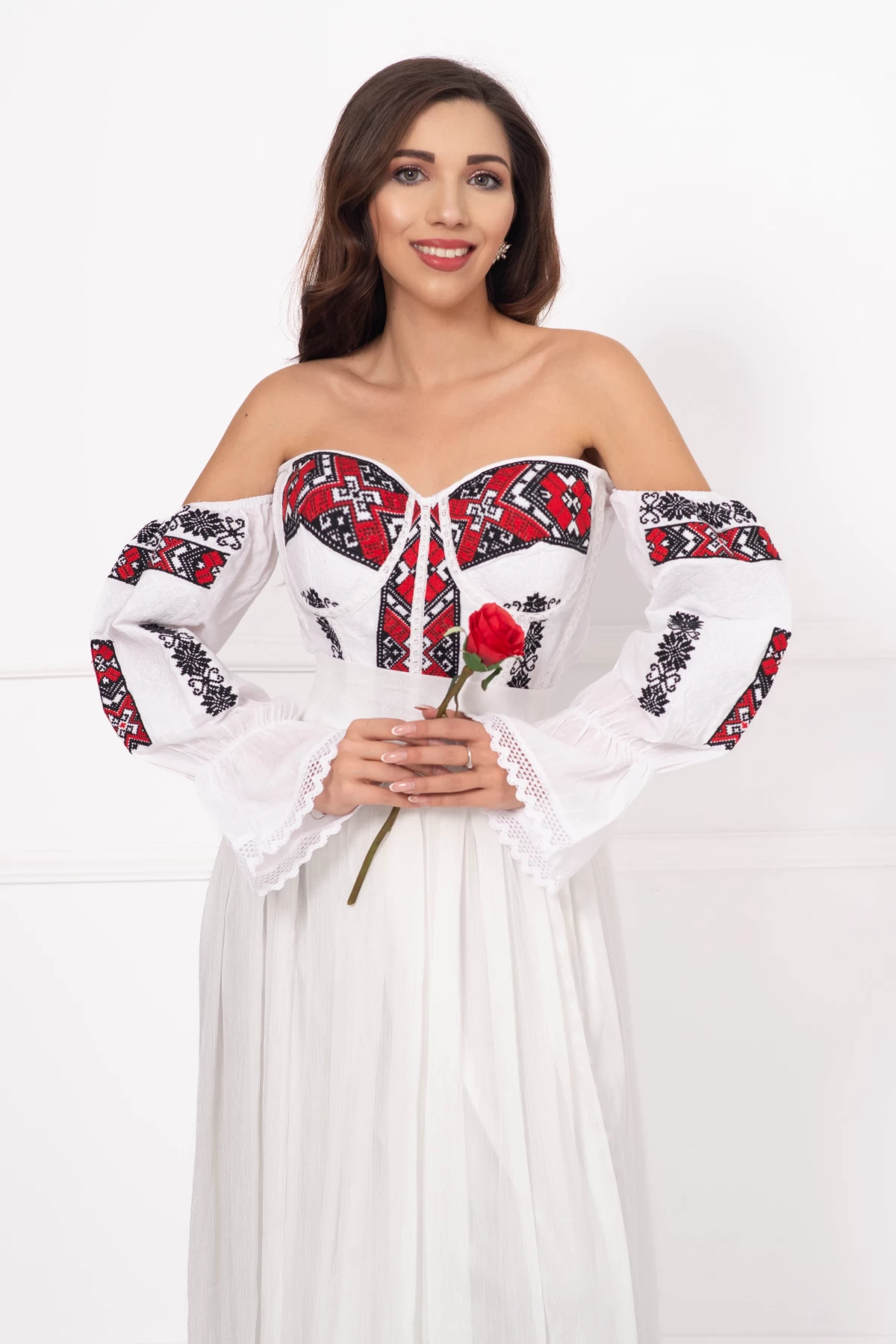 Corset Traditional Alb Brodat | Folk Elegance