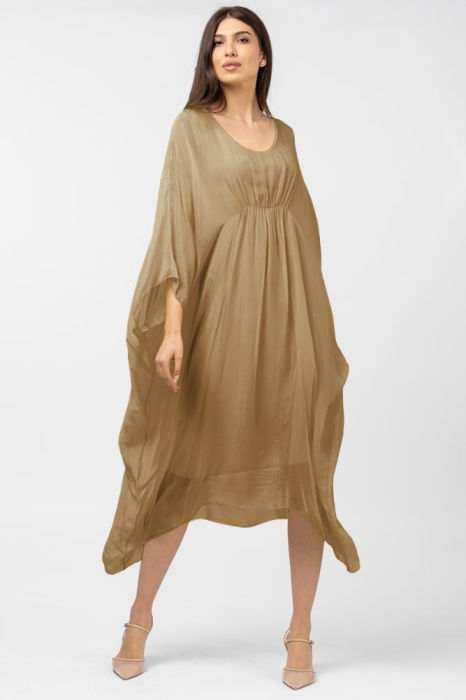 Rochie Camel Matase Shopika | Eleganță și Confort