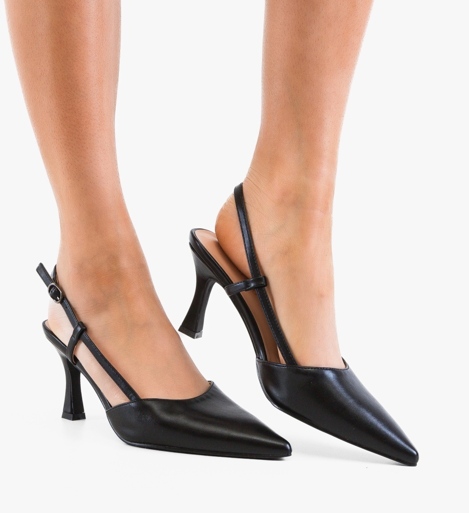 Pantofi Stiletto Nilop Negri Eleganți